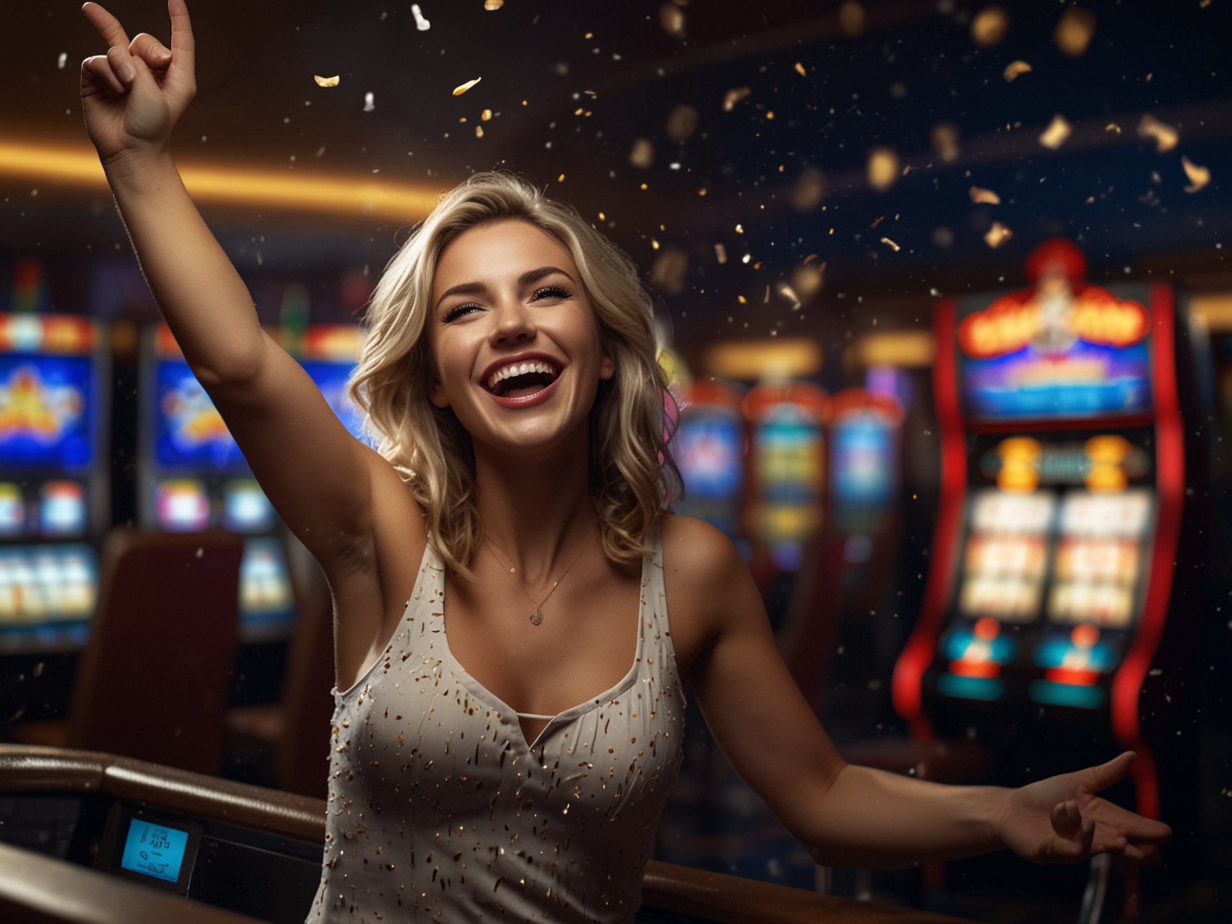 Gracz świętujący zwycięstwo w kasynie